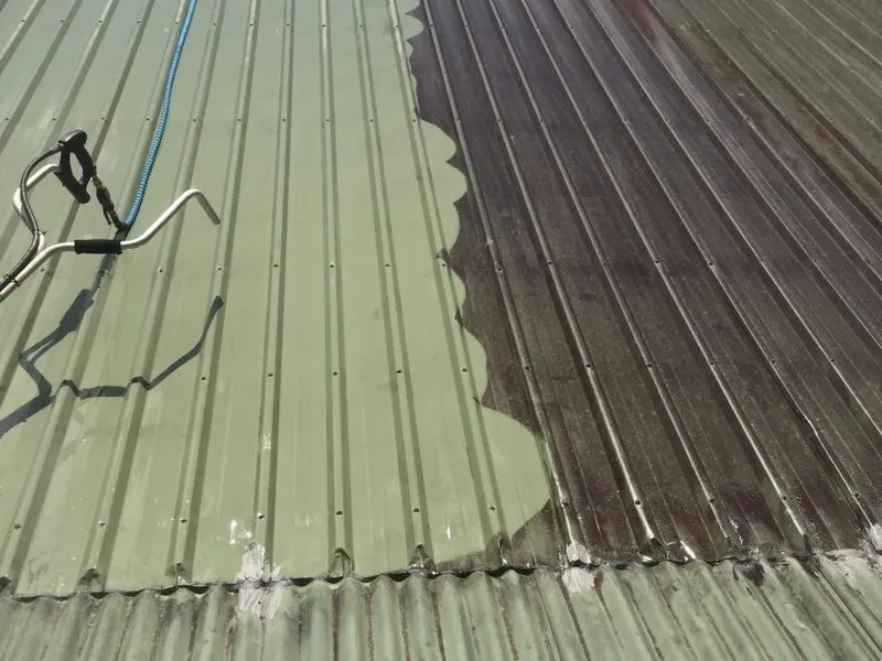 Roof cleaning result on a family home