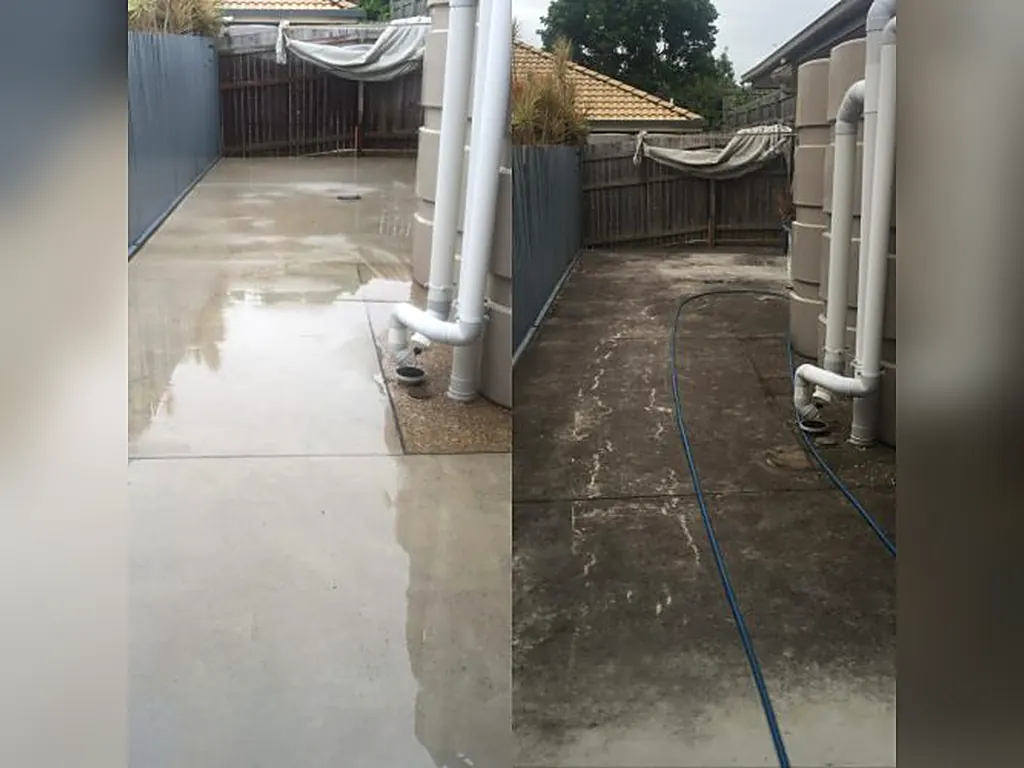 Concrete driveway before and after professional sealing