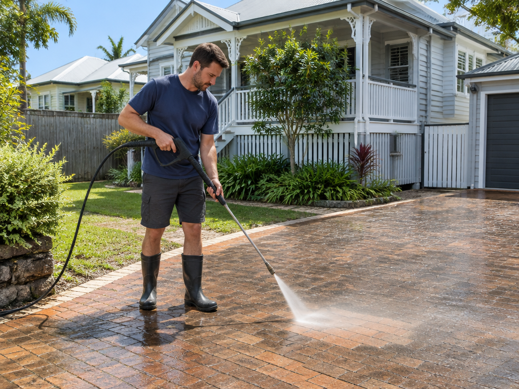 Pressure cleaning a concrete surface, pressure cleaning in Logan