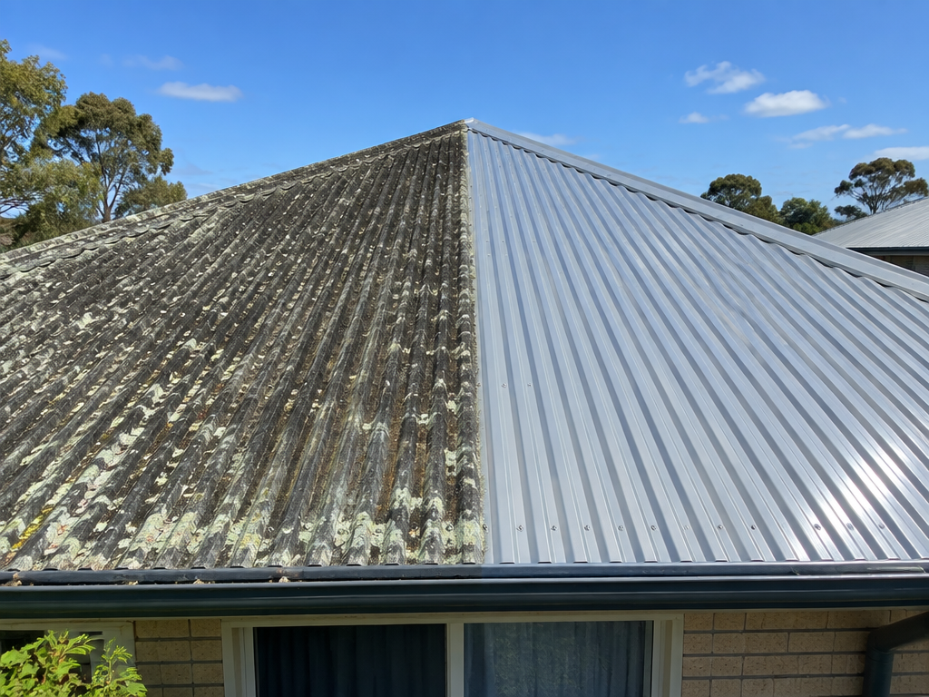 Cleaning moss and lichen from a tiled roof, roof cleaning in Ipswich
