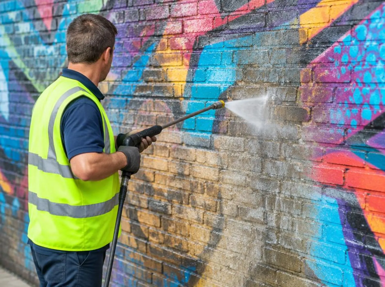 Removing graffiti from a rendered wall, graffiti removal in Gold Coast