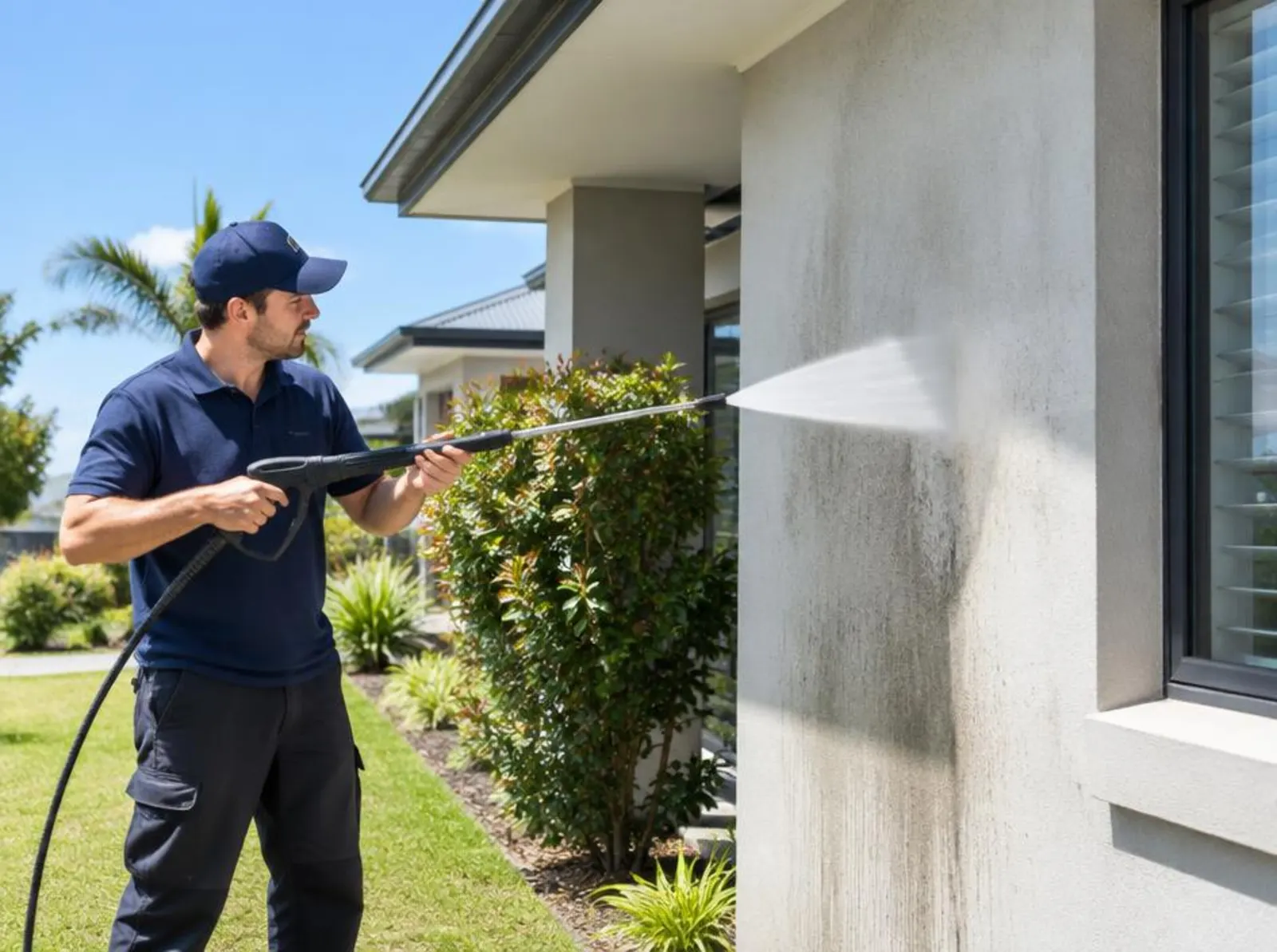 Soft washing the exterior walls of a home, house washing in Gold Coast