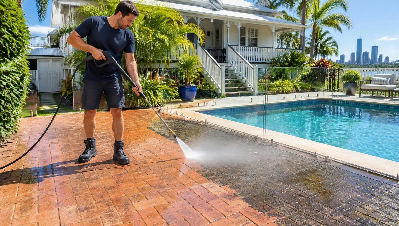 Professional pressure cleaning on a Brisbane property